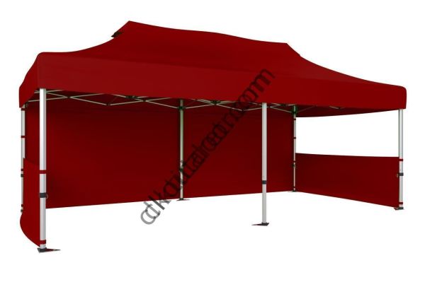 CLK 2x4 mt 40mm Alüminyum Katlanabilir Tente Gazebo Çadır 1 Tam Duvar 2 Yarım Duvar Bordo