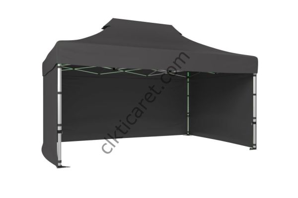 CLK 3x4,5 40mm Alüminyum Katlanabilir Tente Gazebo Çadır 3 Kenar Kapalı Gri