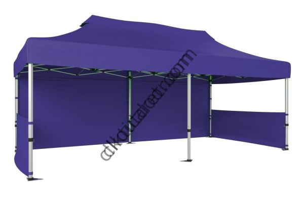 CLK 2x4 mt 40mm Alüminyum Katlanabilir Tente Gazebo Çadır 1 Tam Duvar 2 Yarım Duvar Lacivert