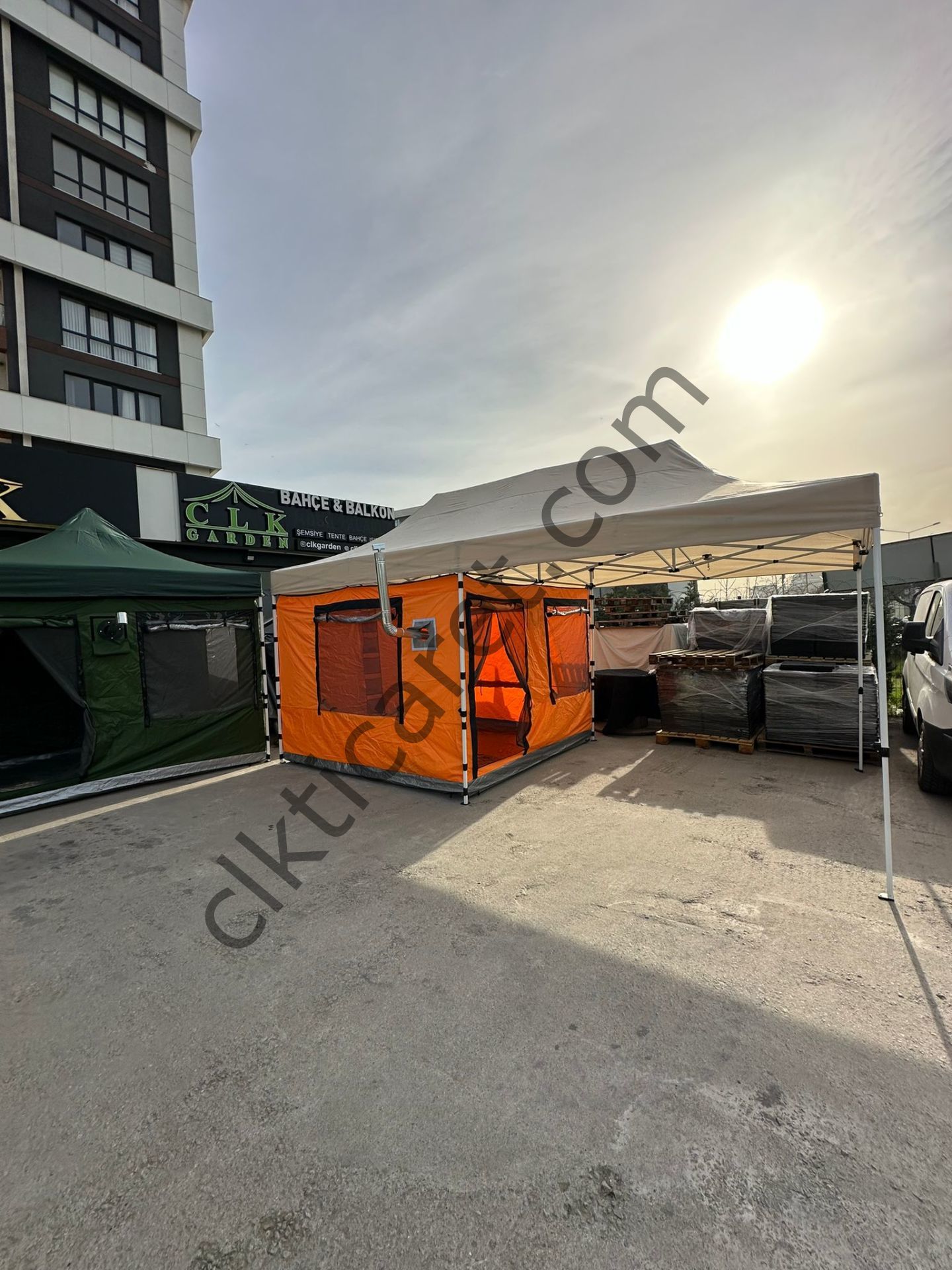 CLK 3x6 Verendalı 40 mm Profil Portatif Katlanır Gazebo Kamp Çadır Turuncu Siyah