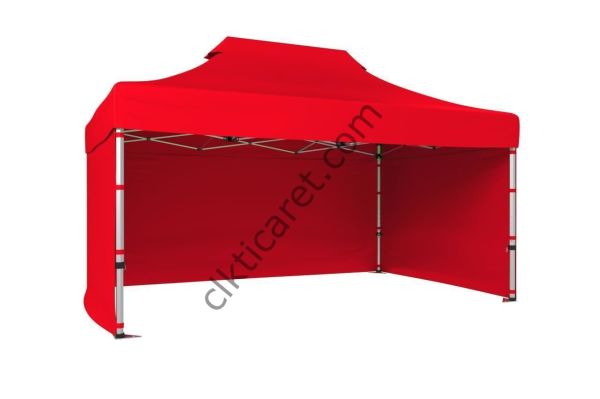 CLK 3x4,5 40mm Alüminyum Katlanabilir Tente Gazebo Çadır 3 Kenar Kapalı Kırmızı