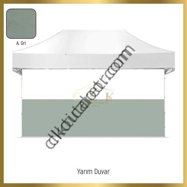 CLK 2x4 mt 40mm Alüminyum Katlanabilir Tente Gazebo Çadır 1 Tam Duvar 2 Yarım Duvar Haki Askeri Yeşil