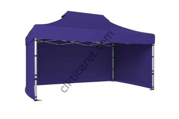 CLK 3x4,5 40mm Alüminyum Katlanabilir Tente Gazebo Çadır 3 Kenar Kapalı Lacivert