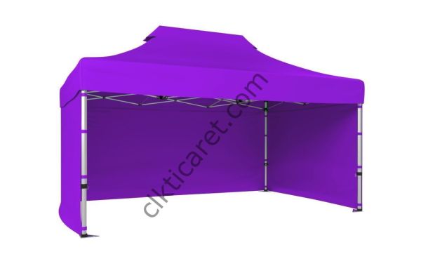 CLK 3x4,5 40mm Alüminyum Katlanabilir Tente Gazebo Çadır 3 Kenar Kapalı Lila