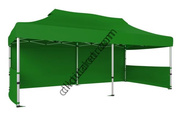 CLK 2x4 mt 40mm Alüminyum Katlanabilir Tente Gazebo Çadır 1 Tam Duvar 2 Yarım Duvar Benetton Yeşil