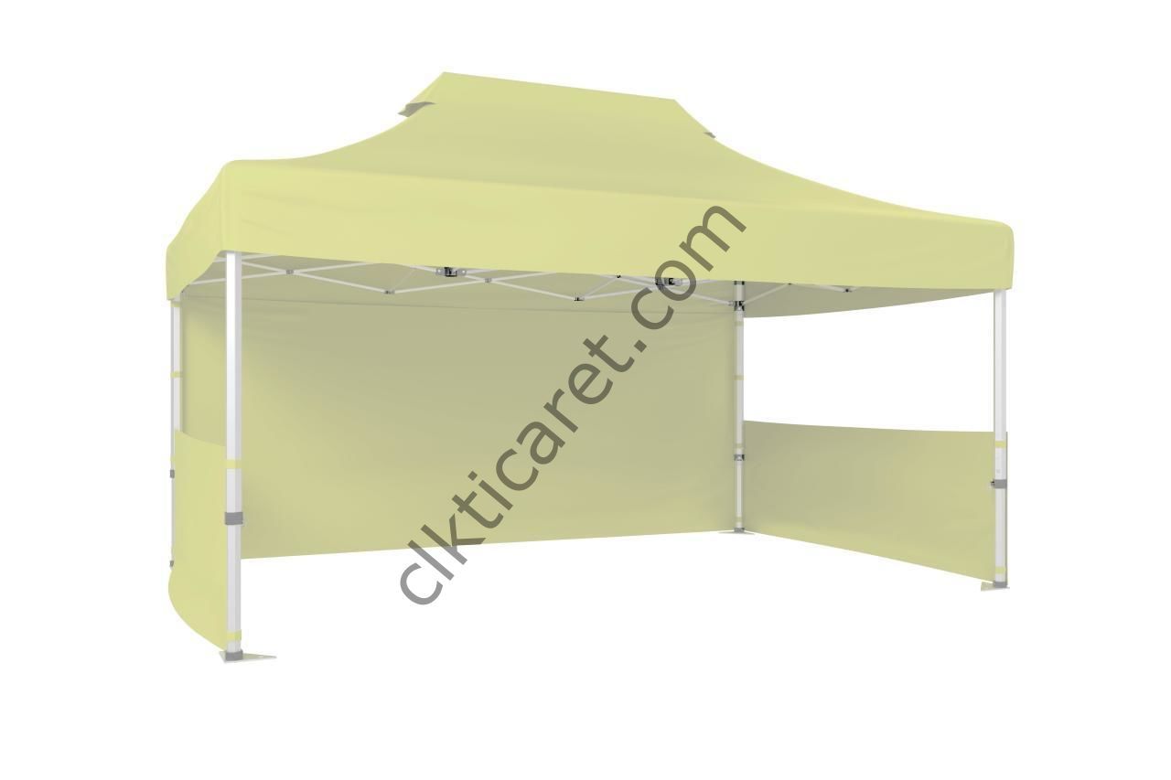 CLK 4x6 52mm Kalın Alüminyum Katlanabilir Tente Gazebo Çadır 1 Tam Duvar 2 Yarım Duvar Krem