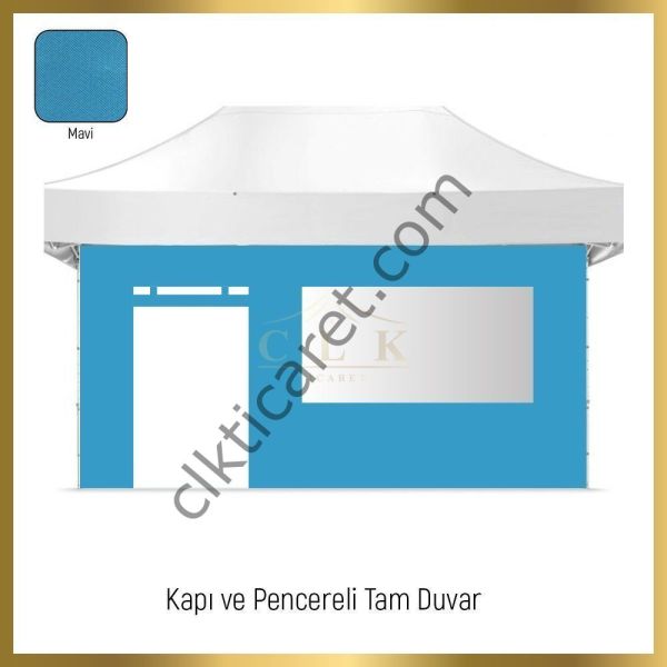 CLK 3x4,5 40 mm Katlanabilir Tente Gazebo Çadır Gazebo Çadır 2 Yan Pencereli 1 Yan Aksesuarsız 1 Yan Kapı ve Pencereli Krem