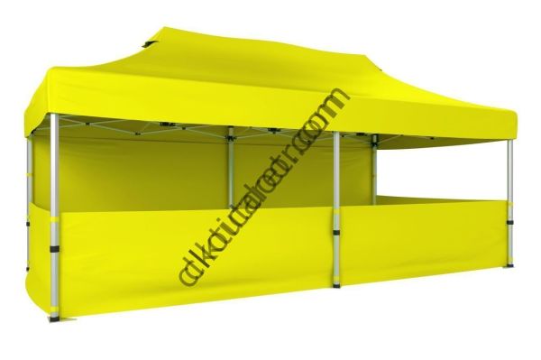 CLK 2x4 40mm Alüminyum Katlanabilir Tente Gazebo Çadır 1 Tam Duvar 3 Yarım Duvar Sarı