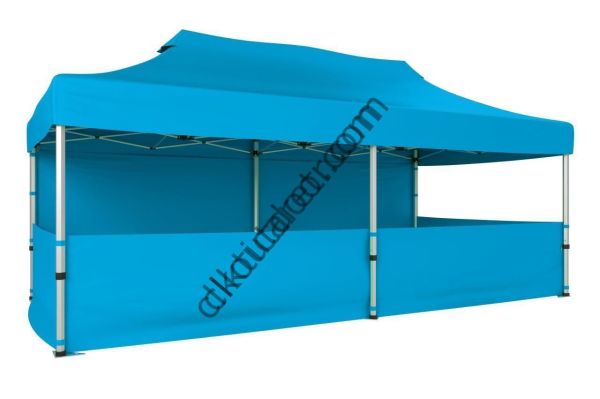 CLK 2x4 40mm Alüminyum Katlanabilir Tente Gazebo Çadır 1 Tam Duvar 3 Yarım Duvar Açık Mavi (Turkuaz)