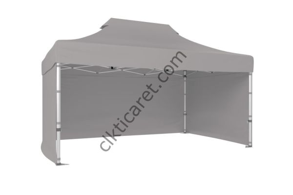 CLK 3x4,5 40mm Alüminyum Katlanabilir Tente Gazebo Çadır 3 Kenar Kapalı Açık Gri