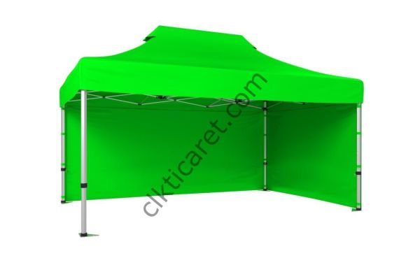 CLK 3x4,5 40mm Alüminyum Katlanabilir Tente Gazebo Çadır 2 Kenar Kapalı Açık Yeşil