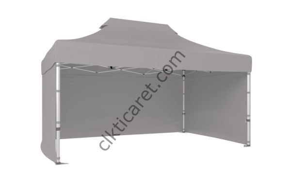 CLK 4x6 52mm Kalın Alüminyum Katlanabilir Tente Gazebo Çadır 3 Kenar Kapalı Açık Gri