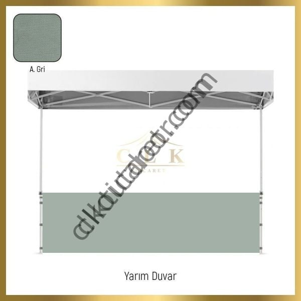 CLK 2x4 40mm Alüminyum Katlanabilir Tente Gazebo Çadır 1 Tam Duvar 3 Yarım Duvar Turuncu