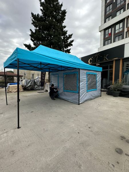 CLK 3x6 Verendalı 30 mm Profil Portatif Katlanır Gazebo Kamp Çadır Açık Gri Gri
