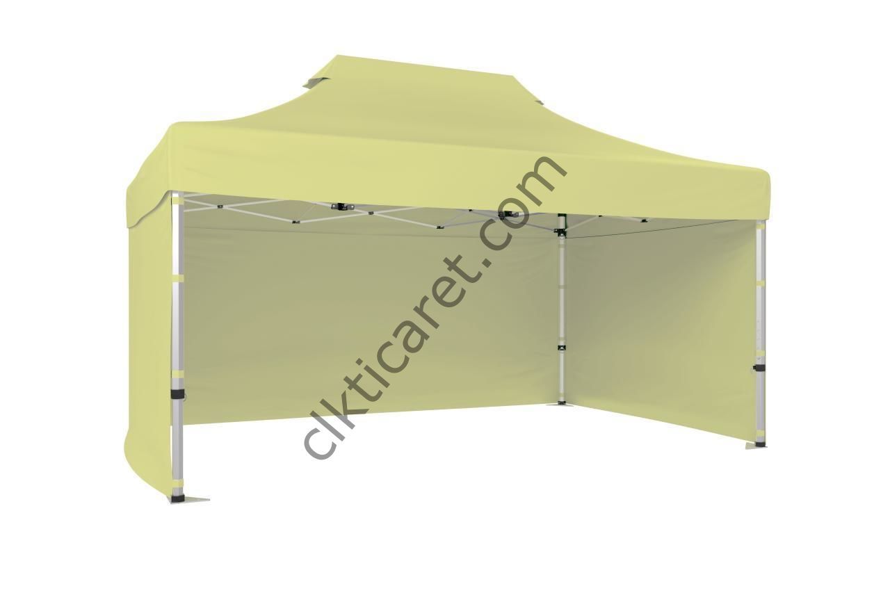 CLK 4x6 52mm Kalın Alüminyum Katlanabilir Tente Gazebo Çadır 3 Kenar Kapalı Krem