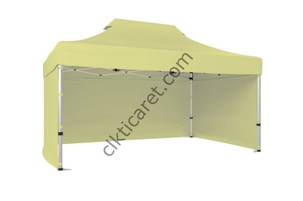 CLK 4x6 52mm Kalın Alüminyum Katlanabilir Tente Gazebo Çadır 3 Kenar Kapalı Krem