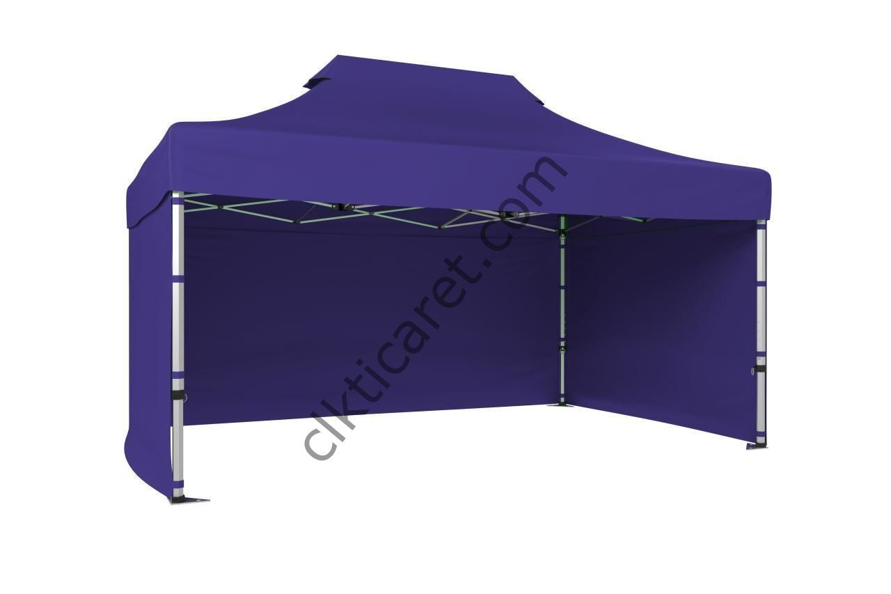 CLK 4x6 52mm Kalın Alüminyum Katlanabilir Tente Gazebo Çadır 3 Kenar Kapalı Lacivert