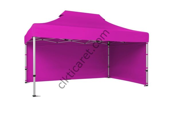 CLK 3x4,5 40mm Alüminyum Katlanabilir Tente Gazebo Çadır 2 Kenar Kapalı Pembe