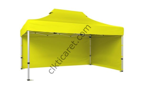 CLK 3x4,5 40mm Alüminyum Katlanabilir Tente Gazebo Çadır 2 Kenar Kapalı Sarı