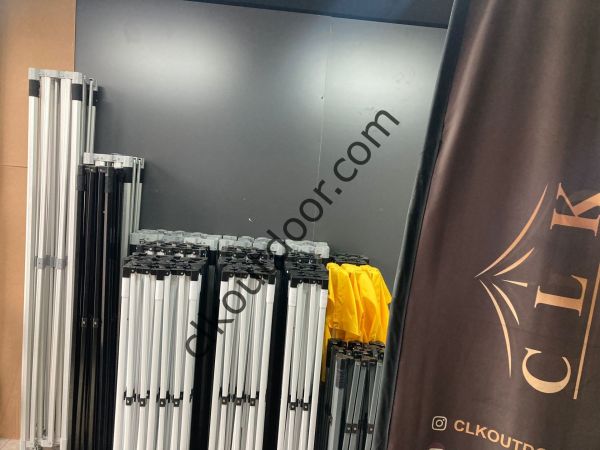 CLK 2x4 mt 40mm Alüminyum Katlanabilir Tente Gazebo Çadır 3 Yan Kapalı 1 Kapılı Kırmızı