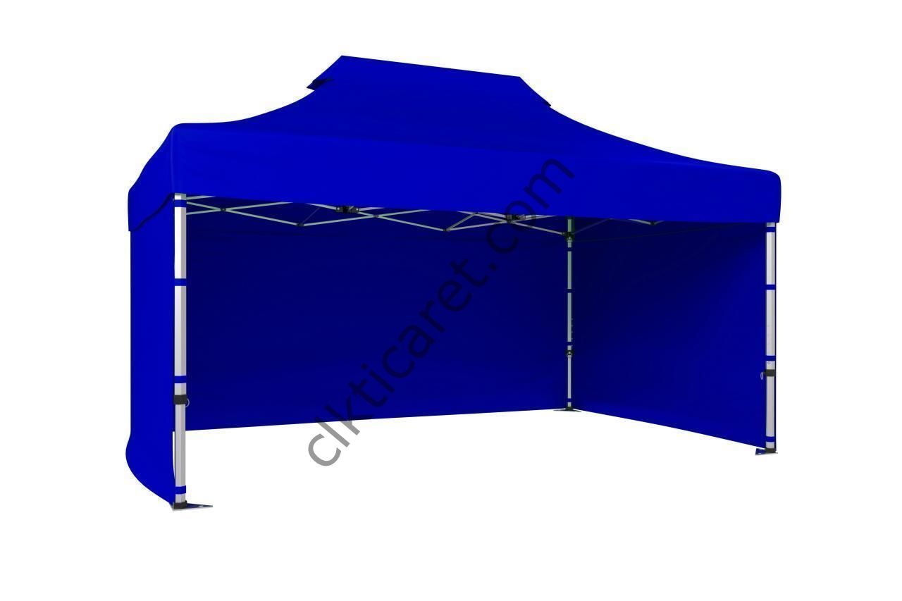 CLK 4x6 52mm Kalın Alüminyum Katlanabilir Tente Gazebo Çadır 3 Kenar Kapalı Saks Mavi