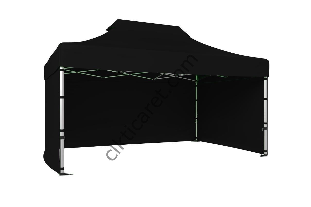 CLK 4x6 52mm Kalın Alüminyum Katlanabilir Tente Gazebo Çadır 3 Kenar Kapalı Siyah