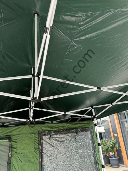 CLK 3x6 Verendalı 30 mm Profil Katlanır Portatif Gazebo Kamp Çadır Yeşil Haki Askeri Yeşil