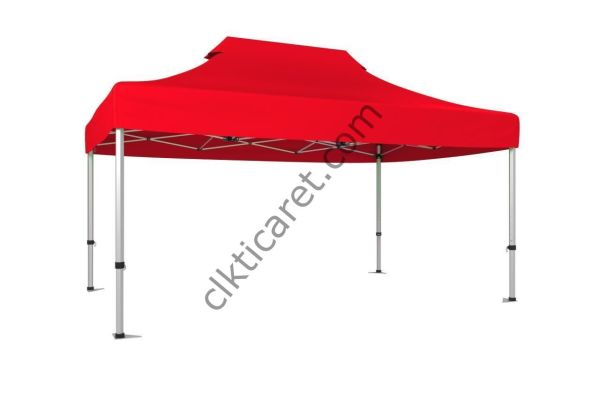 CLK 3x4,5 40mm Alüminyum Katlanabilir Tente Gazebo Çadır Kırmızı