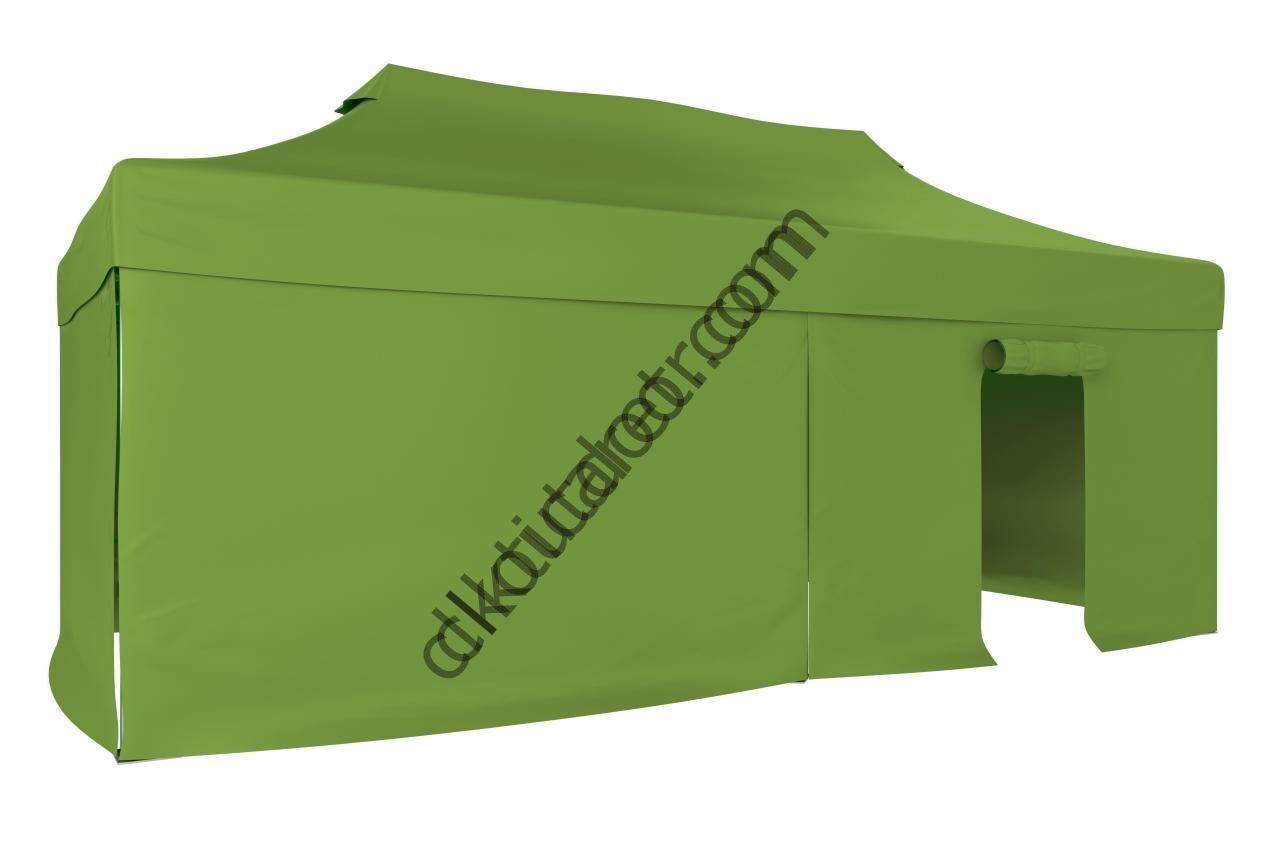 CLK 2x4 mt 40mm Alüminyum Katlanabilir Tente Gazebo Çadır 3 Yan Kapalı 1 Kapılı Haki Askeri Yeşil