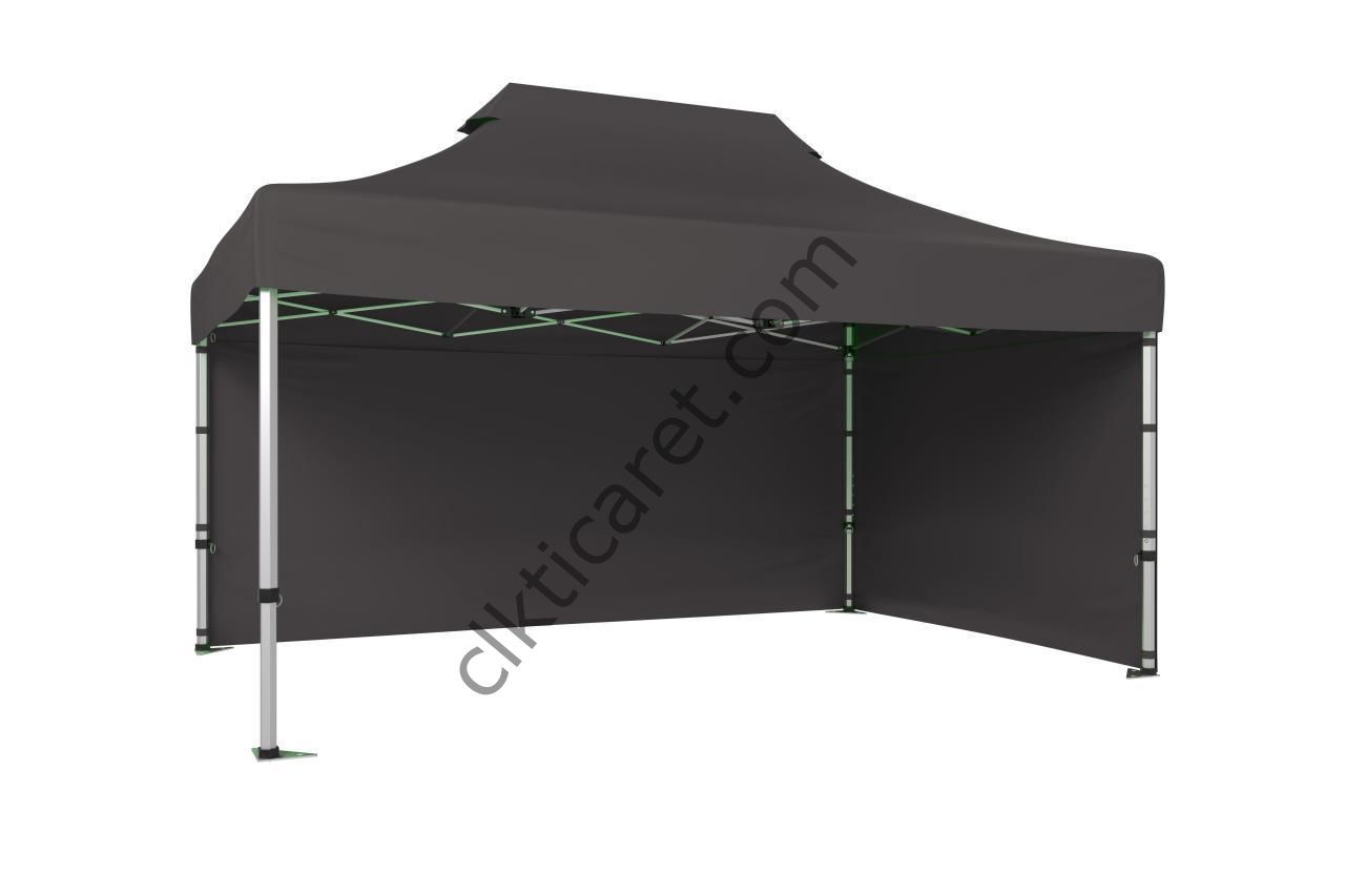 CLK 4x6 52mm Kalın Alüminyum Katlanabilir Tente Gazebo Çadır 2 Kenar Kapalı Gri