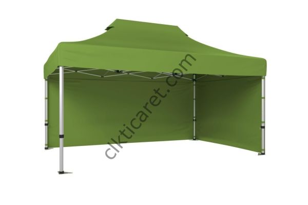 CLK 4x6 52mm Kalın Alüminyum Katlanabilir Tente Gazebo Çadır 2 Kenar Kapalı Haki Askeri Yeşil