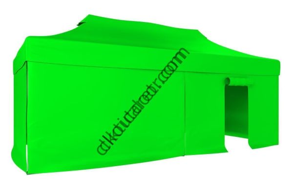 CLK 2x4 mt 40mm Alüminyum Katlanabilir Tente Gazebo Çadır 3 Yan Kapalı 1 Kapılı Açık Yeşil