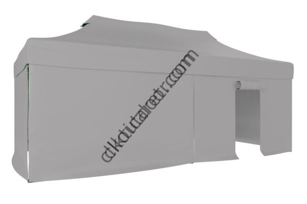 CLK 2x4 mt 40mm Alüminyum Katlanabilir Tente Gazebo Çadır 3 Yan Kapalı 1 Kapılı Açık Gri