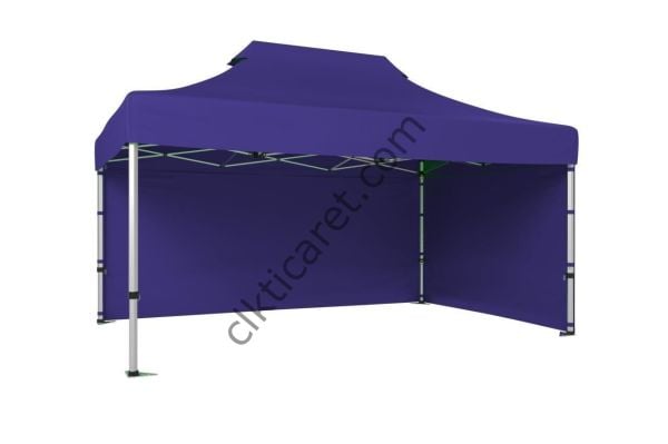 CLK 4x6 52mm Kalın Alüminyum Katlanabilir Tente Gazebo Çadır 2 Kenar Kapalı Lacivert