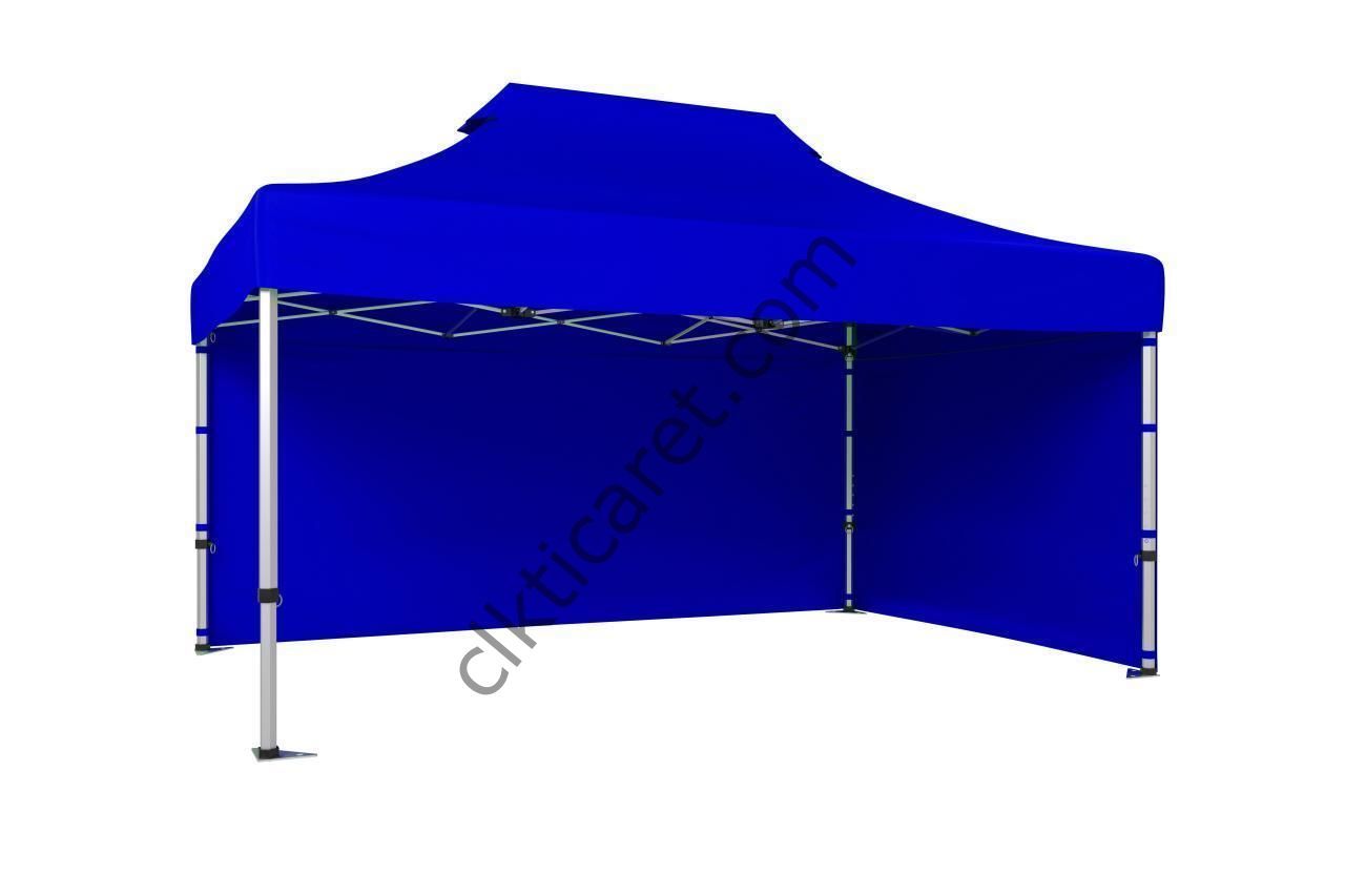 CLK 4x6 52mm Kalın Alüminyum Katlanabilir Tente Gazebo Çadır 2 Kenar Kapalı Saks Mavi