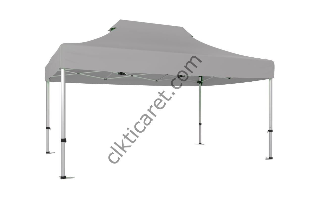 CLK 3x4,5 40mm Alüminyum Katlanabilir Tente Gazebo Çadır Açık Gri
