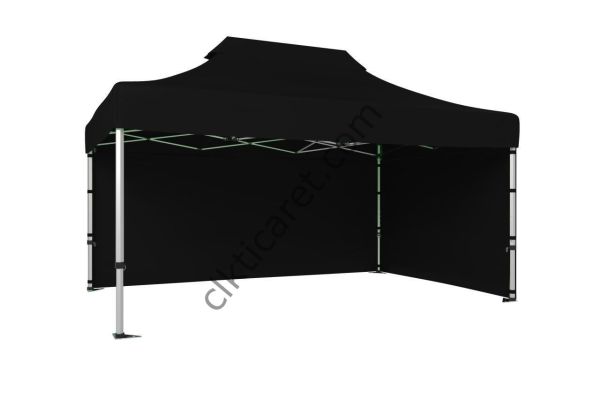 CLK 4x6 52mm Kalın Alüminyum Katlanabilir Tente Gazebo Çadır 2 Kenar Kapalı Siyah