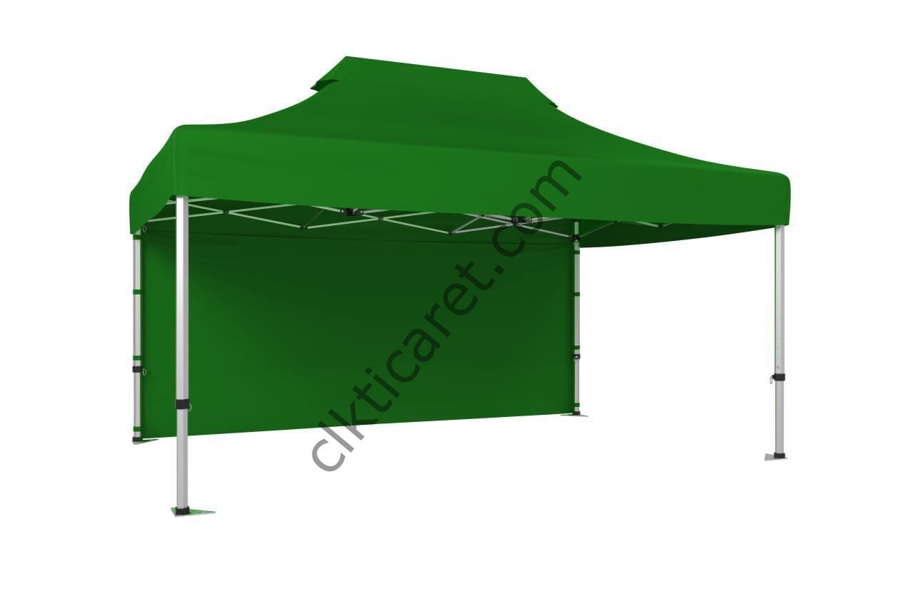 CLK 4x6 52mm Kalın Alüminyum Katlanabilir Tente Gazebo Çadır 1 Kenar Kapalı Benetton Yeşil
