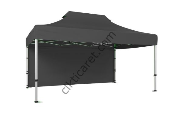 CLK 4x6 52mm Kalın Alüminyum Katlanabilir Tente Gazebo Çadır 1 Kenar Kapalı Gri