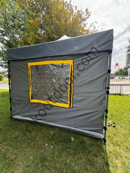 CLK 3x3 Metre 30 mm Profil Portatif Katlanır Portatif Gazebo Kamp Çadır Antrasit Gri Gri