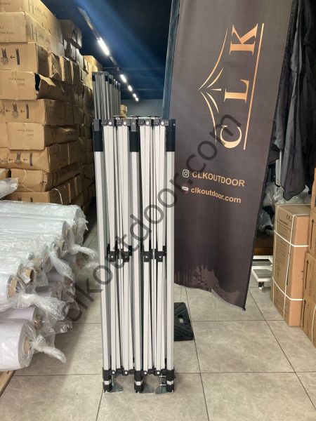 CLK 3x6 40mm Alüminyum Katlanabilir Tente Gazebo Çadır  2 Yan Pencereli 1 Yan Aksesuarsız 1 Yan Kapı ve Pencereli Saks Mavi