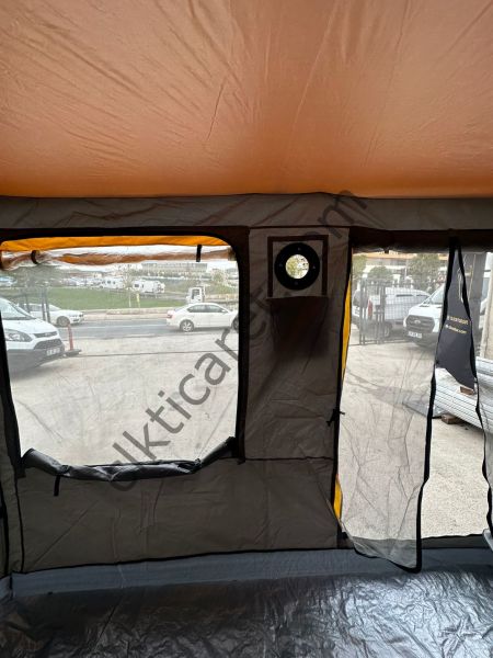 CLK 3x3 Metre 30 mm Profil Portatif Katlanır Portatif Gazebo Kamp Çadır Antrasit Gri Kamuflaj Desen
