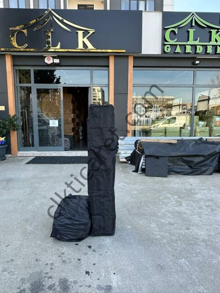 CLK 3x3 Metre 30 mm Profil Portatif Katlanır Portatif Gazebo Kamp Çadır Antrasit Gri Kamuflaj Desen