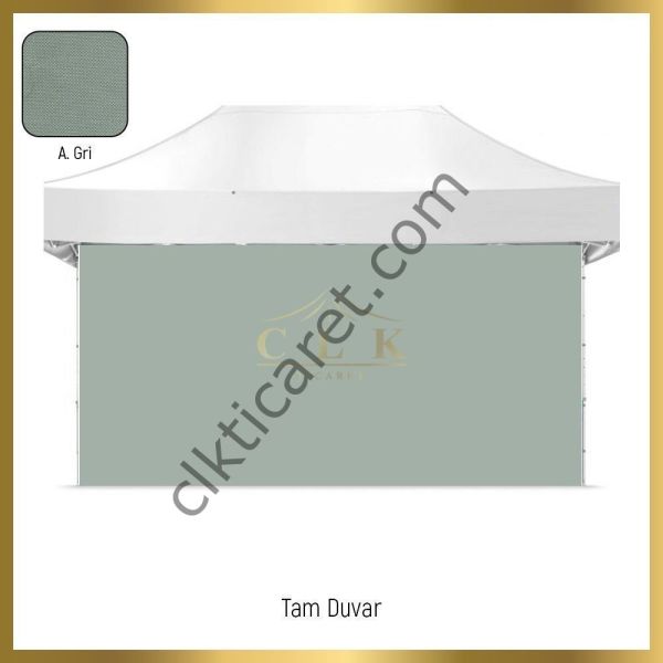 CLK 3x6 40mm Alüminyum Katlanabilir Tente Gazebo Çadır  2 Yan Pencereli 1 Yan Aksesuarsız 1 Yan Kapı ve Pencereli Siyah