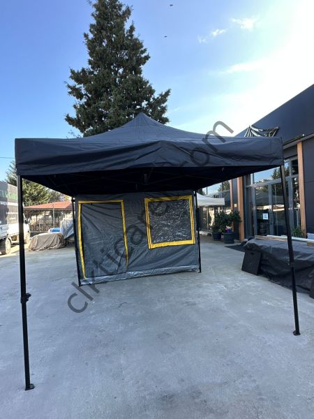 CLK 3x6 Verendalı 40 mm Profil Portatif Katlanır Gazebo Kamp Çadır Antrasit Gri Lacivert