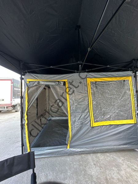 CLK 3x6 Verendalı 40 mm Profil Portatif Katlanır Gazebo Kamp Çadır Antrasit Gri Turuncu