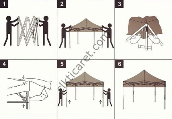 CLK 3x3 Katlanabilir Tente Gazebo Portatif Çadır 30mm Gazebo Çadır Bej