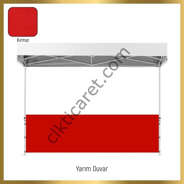 CLK 3x3 Katlanabilir Tente Gazebo Portatif Çadır 1 Tam Duvar 2 Yarım Duvar Saks Mavi