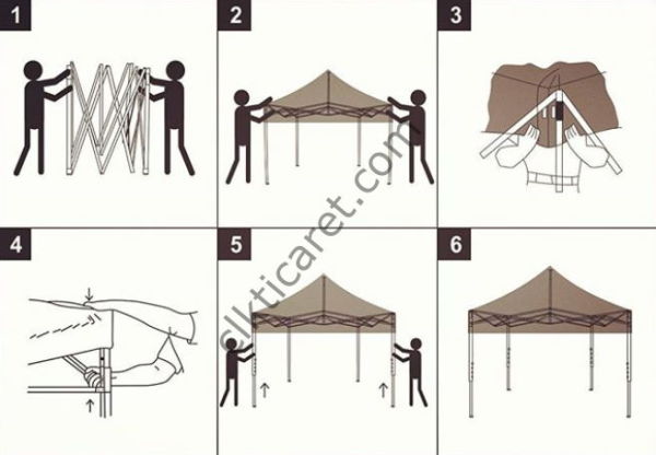 CLK 4x6 52mm Kalın Alüminyum Katlanabilir Tente Gazebo Çadır Gazebo Çadır Lila