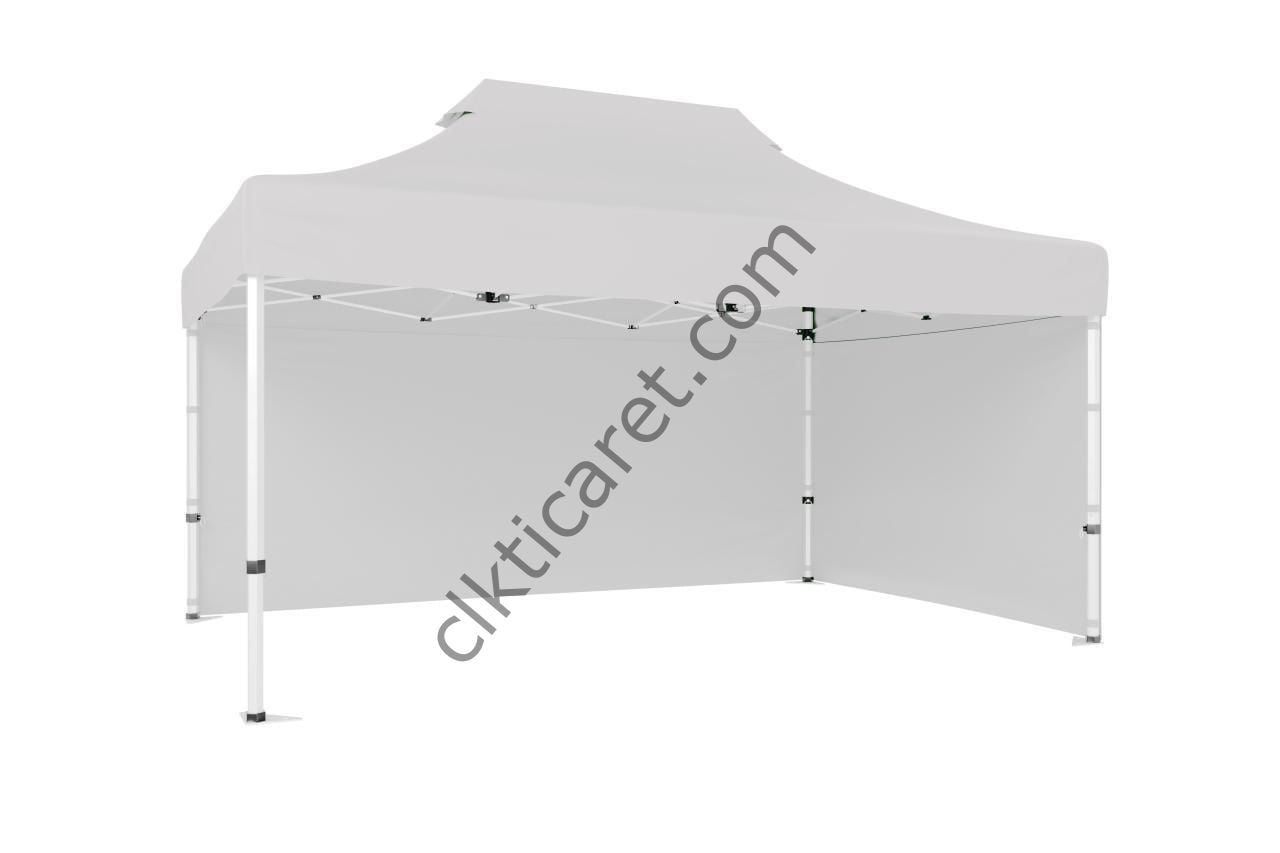 CLK 3x4,5 40 mm Katlanabilir Tente Gazebo Çadır Gazebo Çadır 2 Yan Kapalı Beyaz